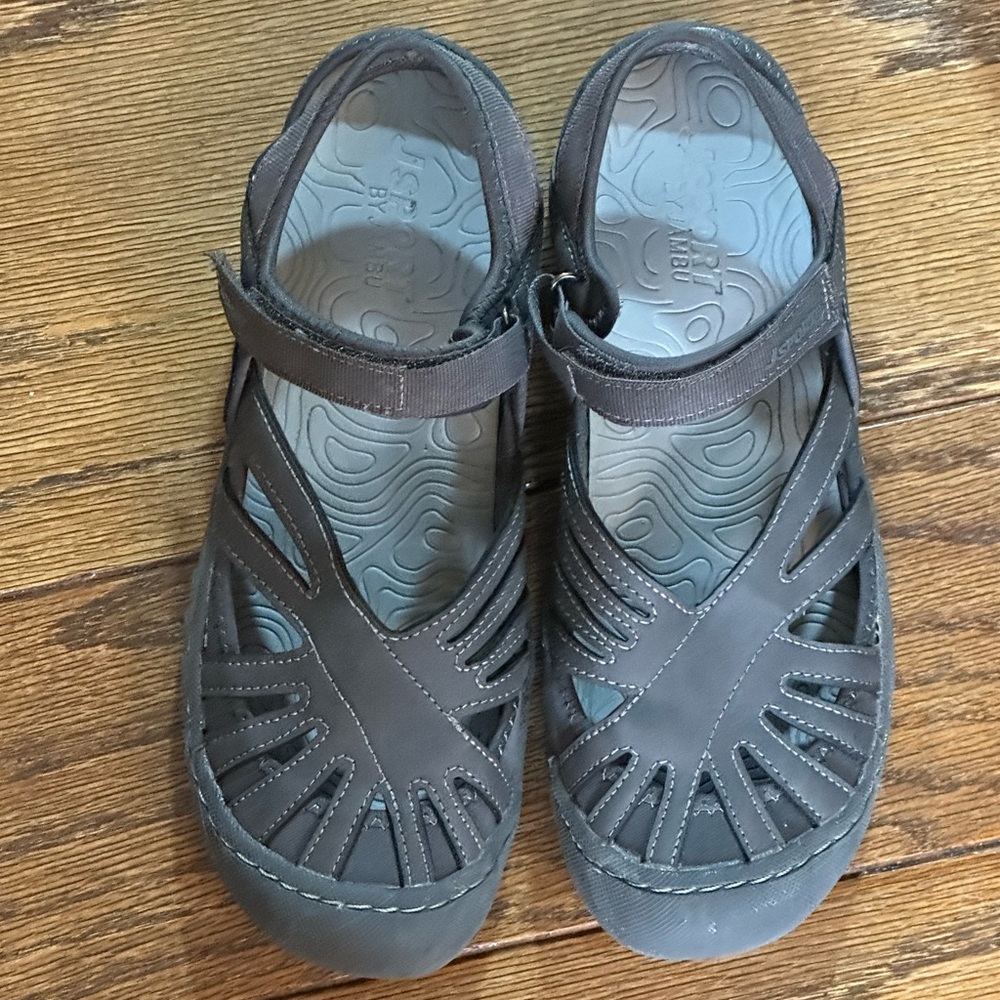 Grey Strappy Closed-Toe Sandals